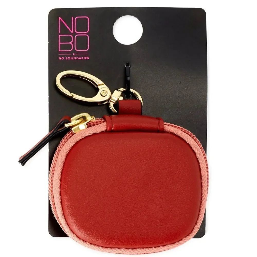 NWT No boundaries Red Zip around earbuds airpods little bag case w/hanging clasp